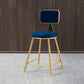 Glam Metal Barstool Round Seat Velvet Stool with Gold Legs in Matte Finish Blue 1 Piece Short Stool(18"H) Clearhalo 'Bar Furniture' 'Bar Stools' 'bar_stools' 'furn' 'furn_bar_stools' 'Furniture' 'Kitchen & Dining Furniture' 6021725