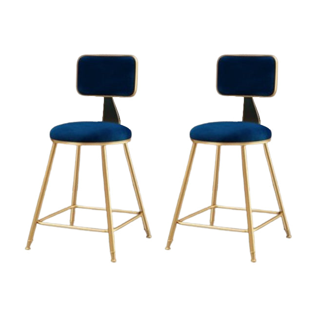 Glam Metal Barstool Round Seat Velvet Stool with Gold Legs in Matte Finish Blue 2 Piece Set Short Stool(18"H) Clearhalo 'Bar Furniture' 'Bar Stools' 'bar_stools' 'furn' 'furn_bar_stools' 'Furniture' 'Kitchen & Dining Furniture' 6021726