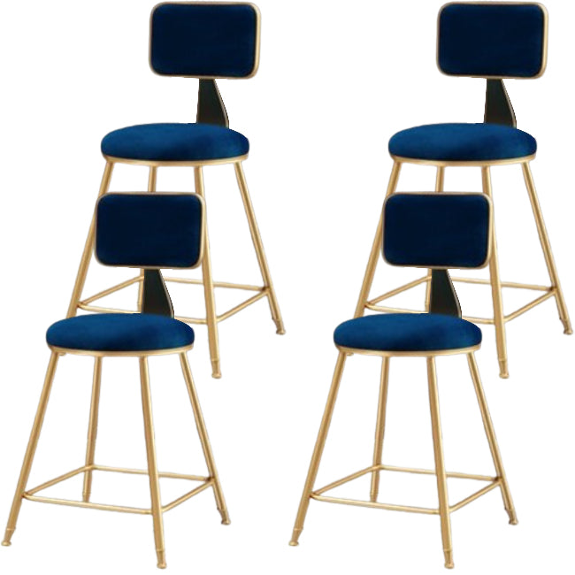 Glam Metal Barstool Round Seat Velvet Stool with Gold Legs in Matte Finish Blue 4 Piece Set Short Stool(18"H) Clearhalo 'Bar Furniture' 'Bar Stools' 'bar_stools' 'furn' 'furn_bar_stools' 'Furniture' 'Kitchen & Dining Furniture' 6021729