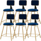 Glam Metal Barstool Round Seat Velvet Stool with Gold Legs in Matte Finish Blue 6 Piece Set Short Stool(18"H) Clearhalo 'Bar Furniture' 'Bar Stools' 'bar_stools' 'furn' 'furn_bar_stools' 'Furniture' 'Kitchen & Dining Furniture' 6021730