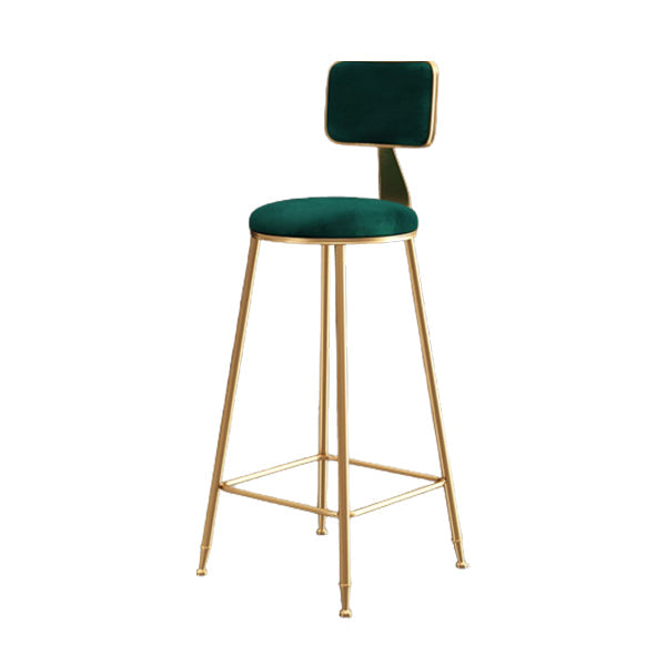 Glam Metal Barstool Round Seat Velvet Stool with Gold Legs in Matte Finish Clearhalo 'Bar Furniture' 'Bar Stools' 'bar_stools' 'furn' 'furn_bar_stools' 'Furniture' 'Kitchen & Dining Furniture' 6021732