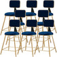 Glam Metal Barstool Round Seat Velvet Stool with Gold Legs in Matte Finish Blue 8 Piece Set Short Stool(18"H) Clearhalo 'Bar Furniture' 'Bar Stools' 'bar_stools' 'furn' 'furn_bar_stools' 'Furniture' 'Kitchen & Dining Furniture' 6021733