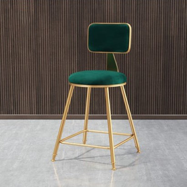 Glam Metal Barstool Round Seat Velvet Stool with Gold Legs in Matte Finish Green 1 Piece Short Stool(18"H) Clearhalo 'Bar Furniture' 'Bar Stools' 'bar_stools' 'furn' 'furn_bar_stools' 'Furniture' 'Kitchen & Dining Furniture' 6021735