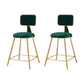 Glam Metal Barstool Round Seat Velvet Stool with Gold Legs in Matte Finish Green 2 Piece Set Short Stool(18"H) Clearhalo 'Bar Furniture' 'Bar Stools' 'bar_stools' 'furn' 'furn_bar_stools' 'Furniture' 'Kitchen & Dining Furniture' 6021737