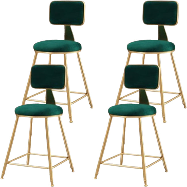 Glam Metal Barstool Round Seat Velvet Stool with Gold Legs in Matte Finish Green 4 Piece Set Short Stool(18"H) Clearhalo 'Bar Furniture' 'Bar Stools' 'bar_stools' 'furn' 'furn_bar_stools' 'Furniture' 'Kitchen & Dining Furniture' 6021738