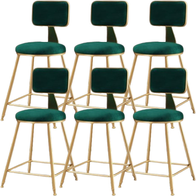 Glam Metal Barstool Round Seat Velvet Stool with Gold Legs in Matte Finish Green 6 Piece Set Short Stool(18"H) Clearhalo 'Bar Furniture' 'Bar Stools' 'bar_stools' 'furn' 'furn_bar_stools' 'Furniture' 'Kitchen & Dining Furniture' 6021740