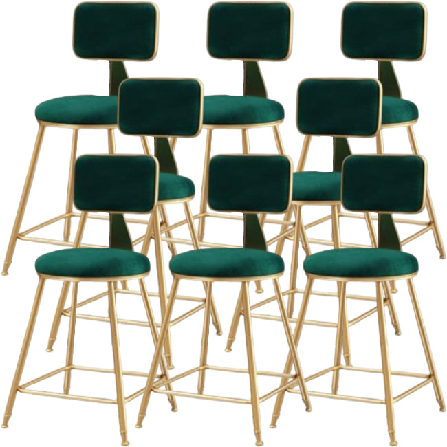 Glam Metal Barstool Round Seat Velvet Stool with Gold Legs in Matte Finish Green 8 Piece Set Short Stool(18"H) Clearhalo 'Bar Furniture' 'Bar Stools' 'bar_stools' 'furn' 'furn_bar_stools' 'Furniture' 'Kitchen & Dining Furniture' 6021742