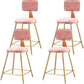 Glam Metal Barstool Round Seat Velvet Stool with Gold Legs in Matte Finish Pink 4 Piece Set Short Stool(18"H) Clearhalo 'Bar Furniture' 'Bar Stools' 'bar_stools' 'furn' 'furn_bar_stools' 'Furniture' 'Kitchen & Dining Furniture' 6021746