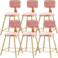 Glam Metal Barstool Round Seat Velvet Stool with Gold Legs in Matte Finish Pink 6 Piece Set Short Stool(18"H) Clearhalo 'Bar Furniture' 'Bar Stools' 'bar_stools' 'furn' 'furn_bar_stools' 'Furniture' 'Kitchen & Dining Furniture' 6021747