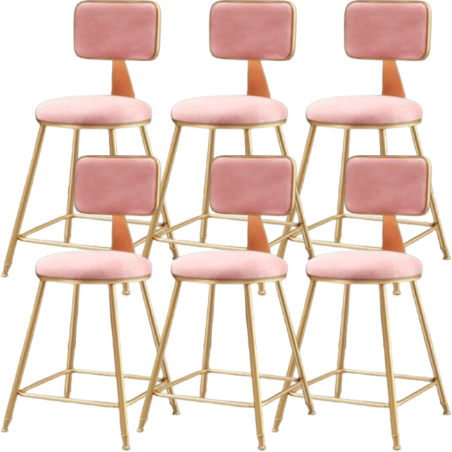 Glam Metal Barstool Round Seat Velvet Stool with Gold Legs in Matte Finish Pink 6 Piece Set Short Stool(18"H) Clearhalo 'Bar Furniture' 'Bar Stools' 'bar_stools' 'furn' 'furn_bar_stools' 'Furniture' 'Kitchen & Dining Furniture' 6021747