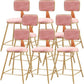 Glam Metal Barstool Round Seat Velvet Stool with Gold Legs in Matte Finish Pink 8 Piece Set Short Stool(18"H) Clearhalo 'Bar Furniture' 'Bar Stools' 'bar_stools' 'furn' 'furn_bar_stools' 'Furniture' 'Kitchen & Dining Furniture' 6021748