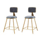 Glam Metal Barstool Round Seat Velvet Stool with Gold Legs in Matte Finish Grey 2 Piece Set Short Stool(18"H) Clearhalo 'Bar Furniture' 'Bar Stools' 'bar_stools' 'furn' 'furn_bar_stools' 'Furniture' 'Kitchen & Dining Furniture' 6021750