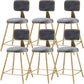 Glam Metal Barstool Round Seat Velvet Stool with Gold Legs in Matte Finish Grey 6 Piece Set Short Stool(18"H) Clearhalo 'Bar Furniture' 'Bar Stools' 'bar_stools' 'furn' 'furn_bar_stools' 'Furniture' 'Kitchen & Dining Furniture' 6021752