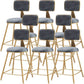 Glam Metal Barstool Round Seat Velvet Stool with Gold Legs in Matte Finish Grey 8 Piece Set Short Stool(18"H) Clearhalo 'Bar Furniture' 'Bar Stools' 'bar_stools' 'furn' 'furn_bar_stools' 'Furniture' 'Kitchen & Dining Furniture' 6021753