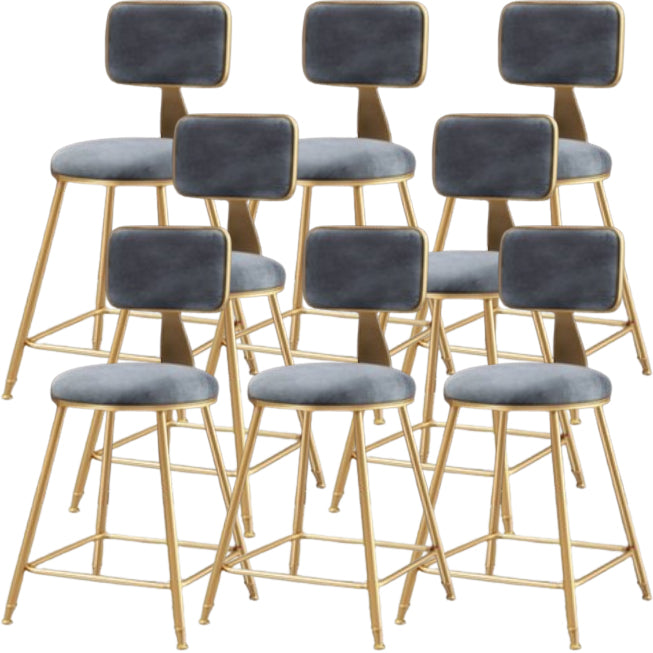 Glam Metal Barstool Round Seat Velvet Stool with Gold Legs in Matte Finish Grey 8 Piece Set Short Stool(18"H) Clearhalo 'Bar Furniture' 'Bar Stools' 'bar_stools' 'furn' 'furn_bar_stools' 'Furniture' 'Kitchen & Dining Furniture' 6021753