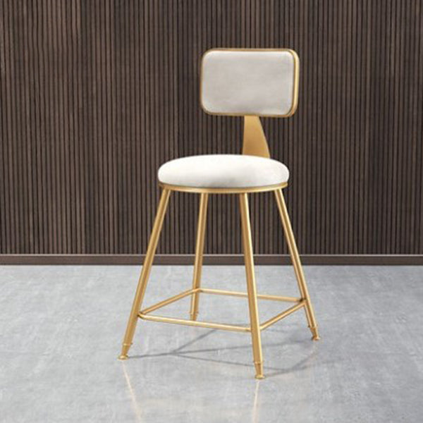 Glam Metal Barstool Round Seat Velvet Stool with Gold Legs in Matte Finish White 1 Piece Short Stool(18"H) Clearhalo 'Bar Furniture' 'Bar Stools' 'bar_stools' 'furn' 'furn_bar_stools' 'Furniture' 'Kitchen & Dining Furniture' 6021754