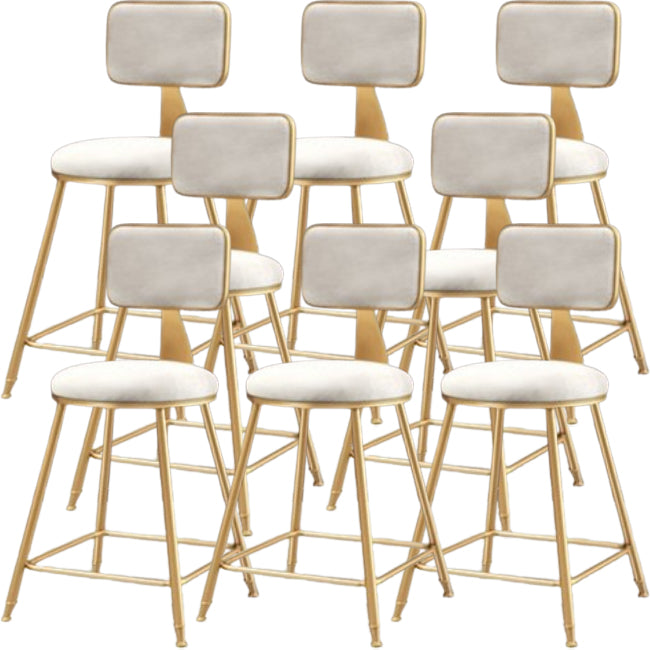 Glam Metal Barstool Round Seat Velvet Stool with Gold Legs in Matte Finish White 8 Piece Set Short Stool(18"H) Clearhalo 'Bar Furniture' 'Bar Stools' 'bar_stools' 'furn' 'furn_bar_stools' 'Furniture' 'Kitchen & Dining Furniture' 6021758