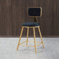 Glam Metal Barstool Round Seat Velvet Stool with Gold Legs in Matte Finish Black 1 Piece Short Stool(18"H) Clearhalo 'Bar Furniture' 'Bar Stools' 'bar_stools' 'furn' 'furn_bar_stools' 'Furniture' 'Kitchen & Dining Furniture' 6021759