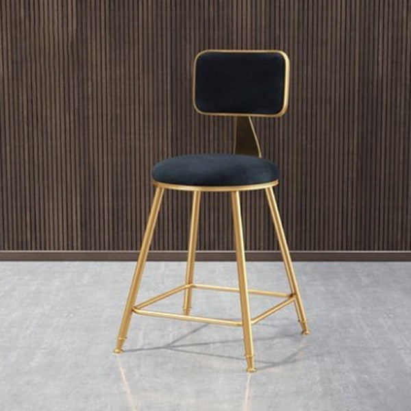 Glam Metal Barstool Round Seat Velvet Stool with Gold Legs in Matte Finish Black 1 Piece Short Stool(18"H) Clearhalo 'Bar Furniture' 'Bar Stools' 'bar_stools' 'furn' 'furn_bar_stools' 'Furniture' 'Kitchen & Dining Furniture' 6021759