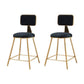 Glam Metal Barstool Round Seat Velvet Stool with Gold Legs in Matte Finish Black 2 Piece Set Short Stool(18"H) Clearhalo 'Bar Furniture' 'Bar Stools' 'bar_stools' 'furn' 'furn_bar_stools' 'Furniture' 'Kitchen & Dining Furniture' 6021760