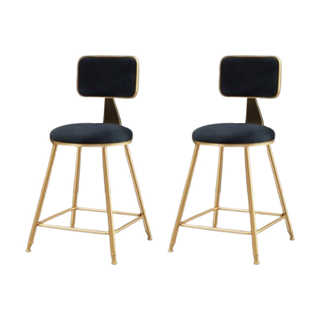 Glam Metal Barstool Round Seat Velvet Stool with Gold Legs in Matte Finish Black 2 Piece Set Short Stool(18"H) Clearhalo 'Bar Furniture' 'Bar Stools' 'bar_stools' 'furn' 'furn_bar_stools' 'Furniture' 'Kitchen & Dining Furniture' 6021760