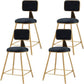 Glam Metal Barstool Round Seat Velvet Stool with Gold Legs in Matte Finish Black 4 Piece Set Short Stool(18"H) Clearhalo 'Bar Furniture' 'Bar Stools' 'bar_stools' 'furn' 'furn_bar_stools' 'Furniture' 'Kitchen & Dining Furniture' 6021761