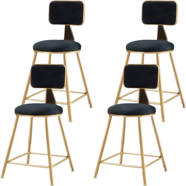 Glam Metal Barstool Round Seat Velvet Stool with Gold Legs in Matte Finish Black 4 Piece Set Short Stool(18"H) Clearhalo 'Bar Furniture' 'Bar Stools' 'bar_stools' 'furn' 'furn_bar_stools' 'Furniture' 'Kitchen & Dining Furniture' 6021761