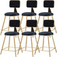 Glam Metal Barstool Round Seat Velvet Stool with Gold Legs in Matte Finish Black 6 Piece Set Short Stool(18"H) Clearhalo 'Bar Furniture' 'Bar Stools' 'bar_stools' 'furn' 'furn_bar_stools' 'Furniture' 'Kitchen & Dining Furniture' 6021762