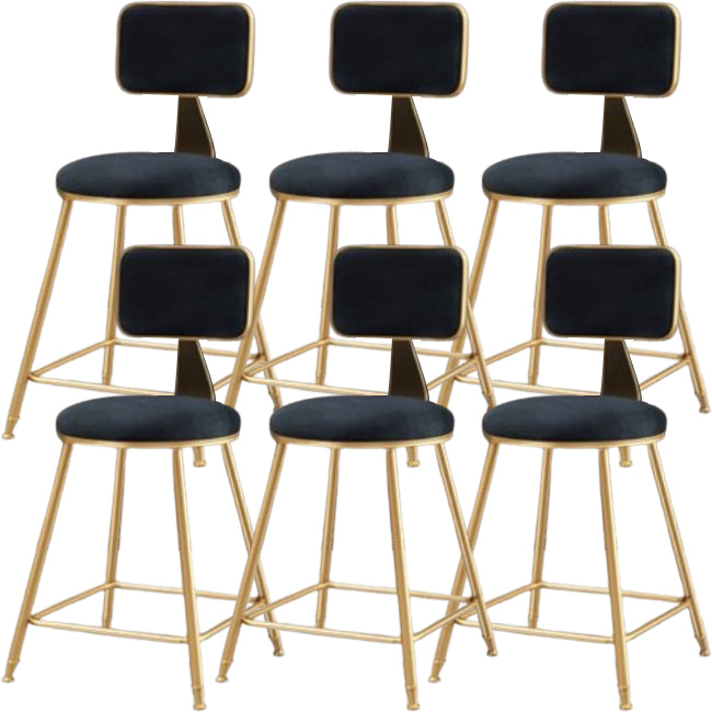 Glam Metal Barstool Round Seat Velvet Stool with Gold Legs in Matte Finish Black 6 Piece Set Short Stool(18"H) Clearhalo 'Bar Furniture' 'Bar Stools' 'bar_stools' 'furn' 'furn_bar_stools' 'Furniture' 'Kitchen & Dining Furniture' 6021762