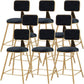 Glam Metal Barstool Round Seat Velvet Stool with Gold Legs in Matte Finish Black 8 Piece Set Short Stool(18"H) Clearhalo 'Bar Furniture' 'Bar Stools' 'bar_stools' 'furn' 'furn_bar_stools' 'Furniture' 'Kitchen & Dining Furniture' 6021763