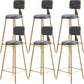 Glam Metal Barstool Round Seat Velvet Stool with Gold Legs in Matte Finish Grey 6 Piece Set Clearhalo 'Bar Furniture' 'Bar Stools' 'bar_stools' 'furn' 'furn_bar_stools' 'Furniture' 'Kitchen & Dining Furniture' 6021767