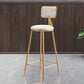 Glam Metal Barstool Round Seat Velvet Stool with Gold Legs in Matte Finish White 1 Piece Clearhalo 'Bar Furniture' 'Bar Stools' 'bar_stools' 'furn' 'furn_bar_stools' 'Furniture' 'Kitchen & Dining Furniture' 6021769