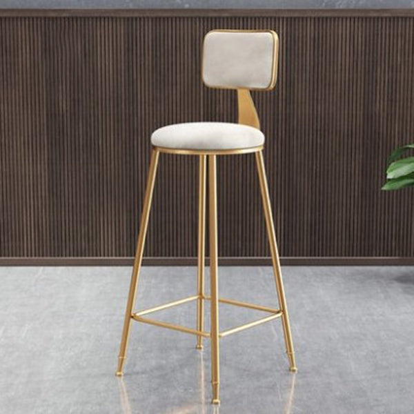 Glam Metal Barstool Round Seat Velvet Stool with Gold Legs in Matte Finish White 1 Piece Clearhalo 'Bar Furniture' 'Bar Stools' 'bar_stools' 'furn' 'furn_bar_stools' 'Furniture' 'Kitchen & Dining Furniture' 6021769