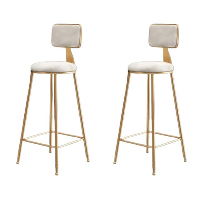 Glam Metal Barstool Round Seat Velvet Stool with Gold Legs in Matte Finish White 2 Piece Set Clearhalo 'Bar Furniture' 'Bar Stools' 'bar_stools' 'furn' 'furn_bar_stools' 'Furniture' 'Kitchen & Dining Furniture' 6021770