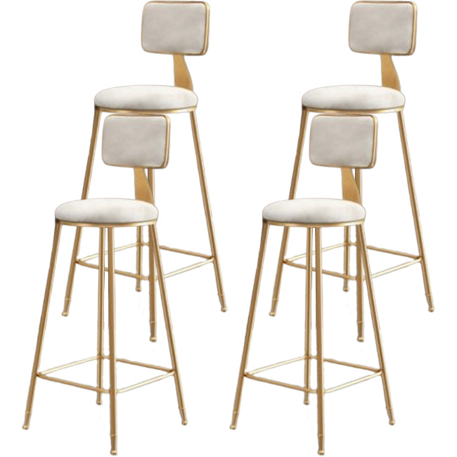 Glam Metal Barstool Round Seat Velvet Stool with Gold Legs in Matte Finish White 4 Piece Set Clearhalo 'Bar Furniture' 'Bar Stools' 'bar_stools' 'furn' 'furn_bar_stools' 'Furniture' 'Kitchen & Dining Furniture' 6021771