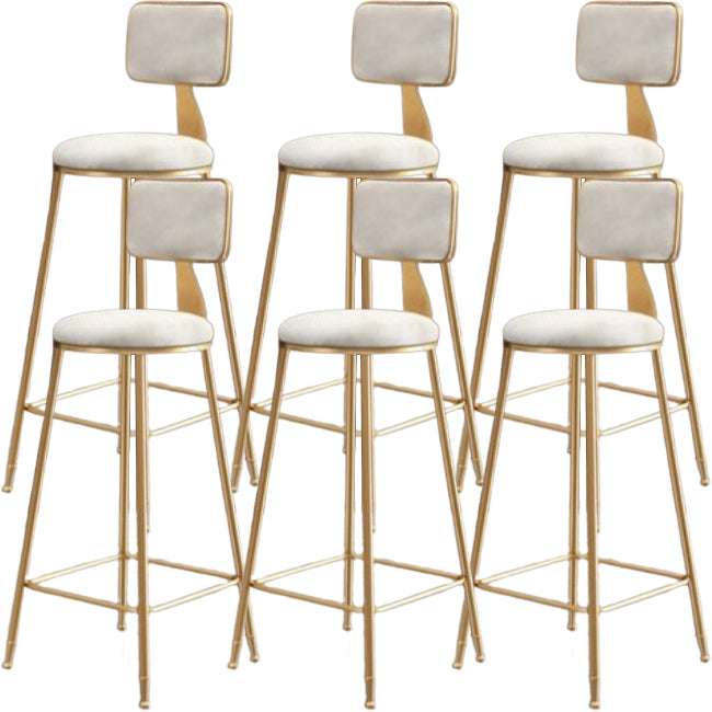 Glam Metal Barstool Round Seat Velvet Stool with Gold Legs in Matte Finish White 6 Piece Set Clearhalo 'Bar Furniture' 'Bar Stools' 'bar_stools' 'furn' 'furn_bar_stools' 'Furniture' 'Kitchen & Dining Furniture' 6021772