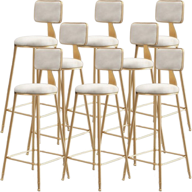 Glam Metal Barstool Round Seat Velvet Stool with Gold Legs in Matte Finish White 8 Piece Set Clearhalo 'Bar Furniture' 'Bar Stools' 'bar_stools' 'furn' 'furn_bar_stools' 'Furniture' 'Kitchen & Dining Furniture' 6021773