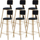 Glam Metal Barstool Round Seat Velvet Stool with Gold Legs in Matte Finish Black 6 Piece Set Clearhalo 'Bar Furniture' 'Bar Stools' 'bar_stools' 'furn' 'furn_bar_stools' 'Furniture' 'Kitchen & Dining Furniture' 6021777