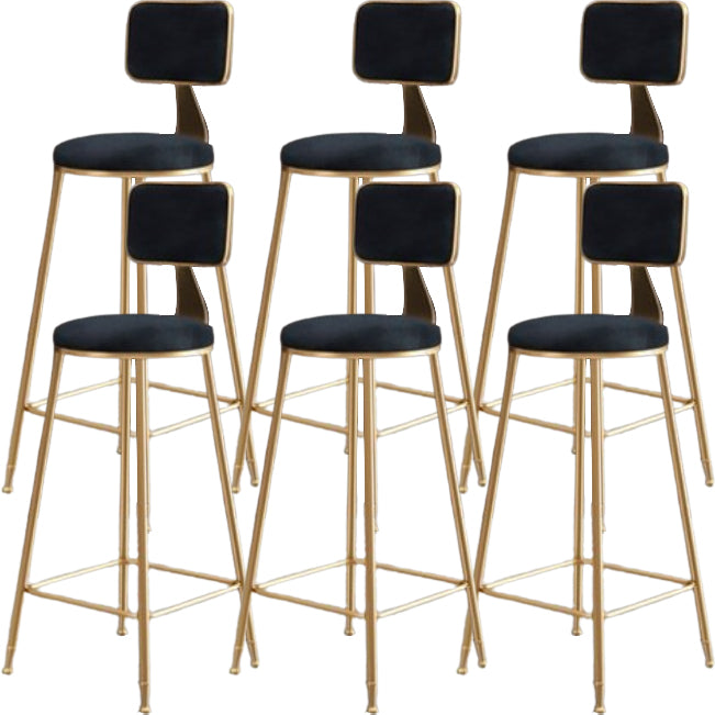 Glam Metal Barstool Round Seat Velvet Stool with Gold Legs in Matte Finish Black 6 Piece Set Clearhalo 'Bar Furniture' 'Bar Stools' 'bar_stools' 'furn' 'furn_bar_stools' 'Furniture' 'Kitchen & Dining Furniture' 6021777