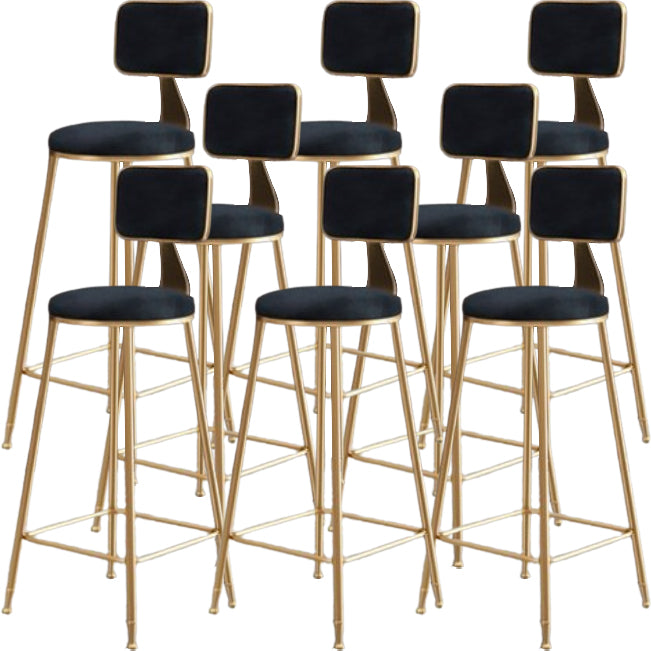 Glam Metal Barstool Round Seat Velvet Stool with Gold Legs in Matte Finish Black 8 Piece Set Clearhalo 'Bar Furniture' 'Bar Stools' 'bar_stools' 'furn' 'furn_bar_stools' 'Furniture' 'Kitchen & Dining Furniture' 6021778