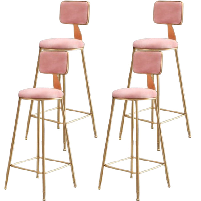 Glam Metal Barstool Round Seat Velvet Stool with Gold Legs in Matte Finish Pink 4 Piece Set Clearhalo 'Bar Furniture' 'Bar Stools' 'bar_stools' 'furn' 'furn_bar_stools' 'Furniture' 'Kitchen & Dining Furniture' 6021781