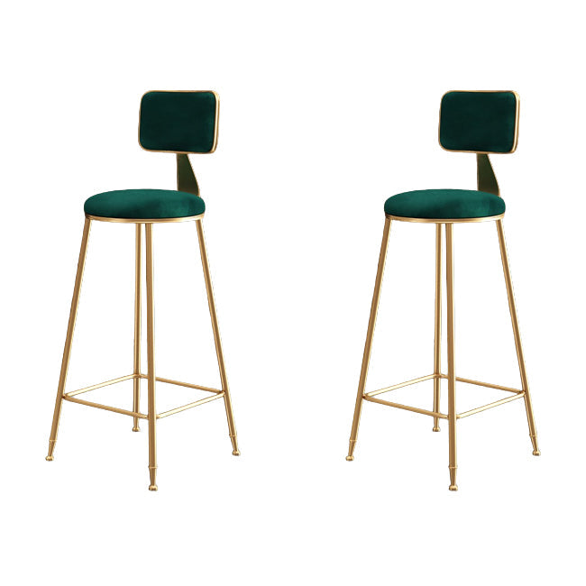 Glam Metal Barstool Round Seat Velvet Stool with Gold Legs in Matte Finish Green 2 Piece Set Clearhalo 'Bar Furniture' 'Bar Stools' 'bar_stools' 'furn' 'furn_bar_stools' 'Furniture' 'Kitchen & Dining Furniture' 6021785