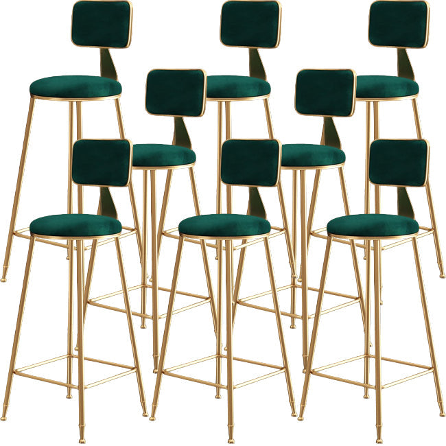 Glam Metal Barstool Round Seat Velvet Stool with Gold Legs in Matte Finish Green 8 Piece Set Clearhalo 'Bar Furniture' 'Bar Stools' 'bar_stools' 'furn' 'furn_bar_stools' 'Furniture' 'Kitchen & Dining Furniture' 6021788