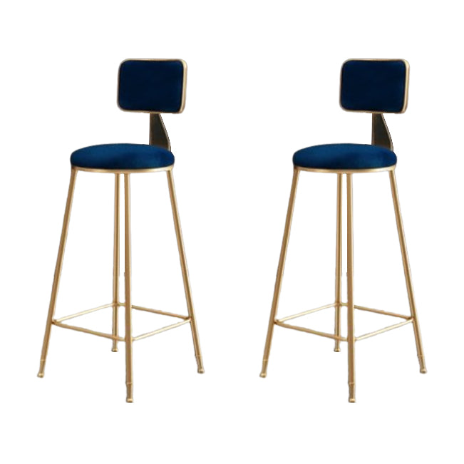 Glam Metal Barstool Round Seat Velvet Stool with Gold Legs in Matte Finish Blue 2 Piece Set Clearhalo 'Bar Furniture' 'Bar Stools' 'bar_stools' 'furn' 'furn_bar_stools' 'Furniture' 'Kitchen & Dining Furniture' 6021790