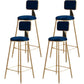 Glam Metal Barstool Round Seat Velvet Stool with Gold Legs in Matte Finish Blue 4 Piece Set Clearhalo 'Bar Furniture' 'Bar Stools' 'bar_stools' 'furn' 'furn_bar_stools' 'Furniture' 'Kitchen & Dining Furniture' 6021791