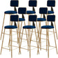 Glam Metal Barstool Round Seat Velvet Stool with Gold Legs in Matte Finish Blue 8 Piece Set Clearhalo 'Bar Furniture' 'Bar Stools' 'bar_stools' 'furn' 'furn_bar_stools' 'Furniture' 'Kitchen & Dining Furniture' 6021793