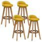 Scandinavian Wood Barstool Faux Leather Low Back Counter Stool