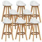 Scandinavian Wood Barstool Faux Leather Low Back Counter Stool