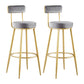 Taburete de bar de metal Glam con respaldo de tela y base dorada