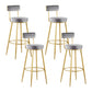 Taburete de bar de metal Glam con respaldo de tela y base dorada